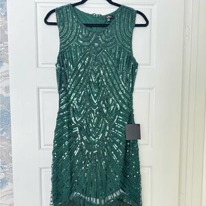 NWT Lulu’s Fringe Green Beaded Cocktail Flapper Dress